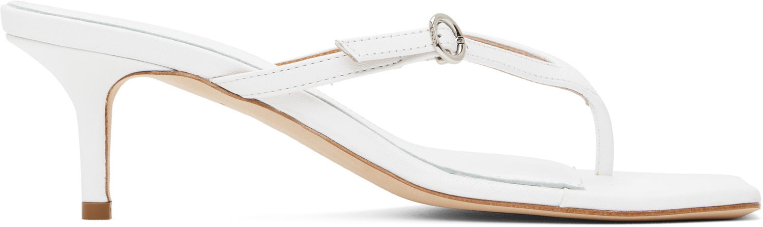 Modni dodatki Aeyde Aeyde Leigh Leather Toe-Post Heeled Sandals Bela | A11-HS-GAIS55TB162-SS25-1020-007, 0