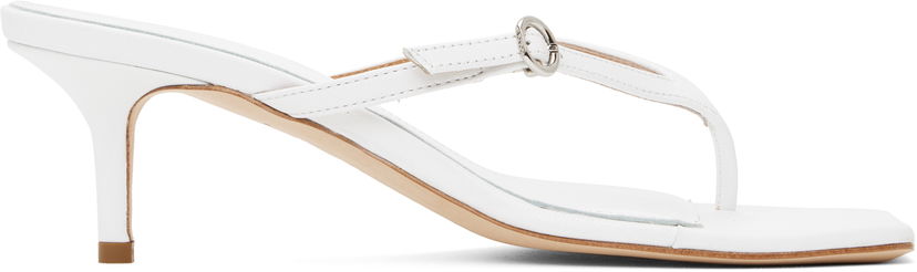 Modni dodatki Aeyde Aeyde Leigh Leather Toe-Post Heeled Sandals Bela | A11-HS-GAIS55TB162-SS25-1020-007