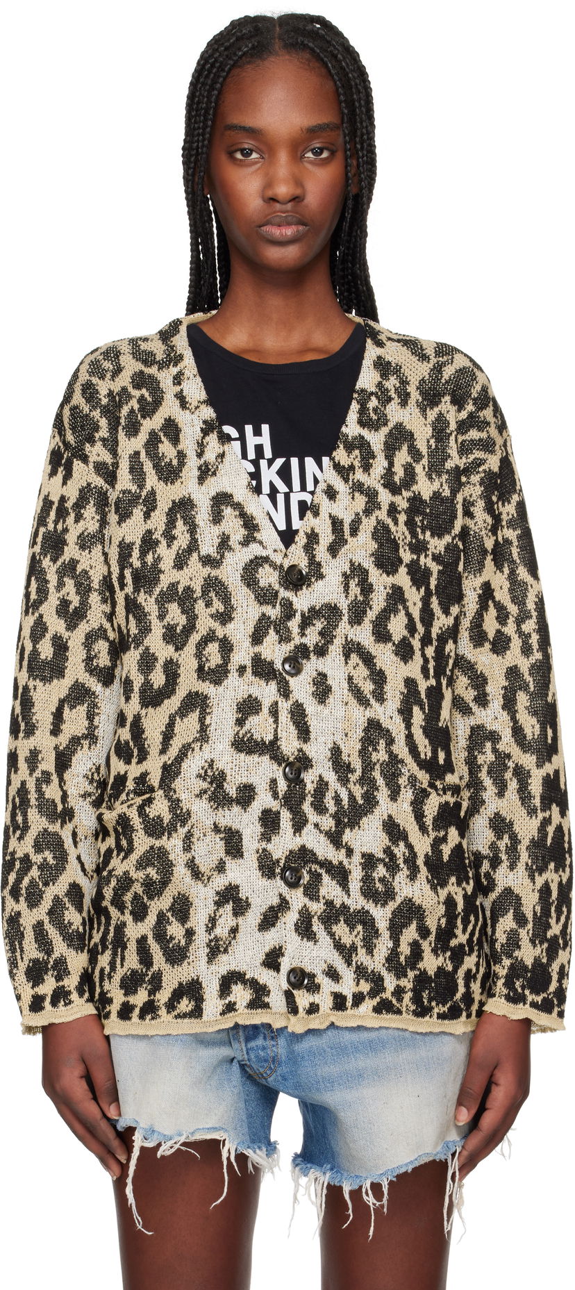 Pleteni pulover R13 R13 Boyfriend Cardigan Bež | R13WY268-Y192B