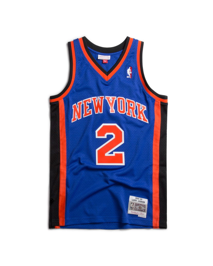 Dres Mitchell & Ness Mitchell & Ness Hardwood Classics Swingman Jersey New York Knicks 1998-99 Larry Johnson #2 Modra | SMJYCP18007-NYKROYA98LJO