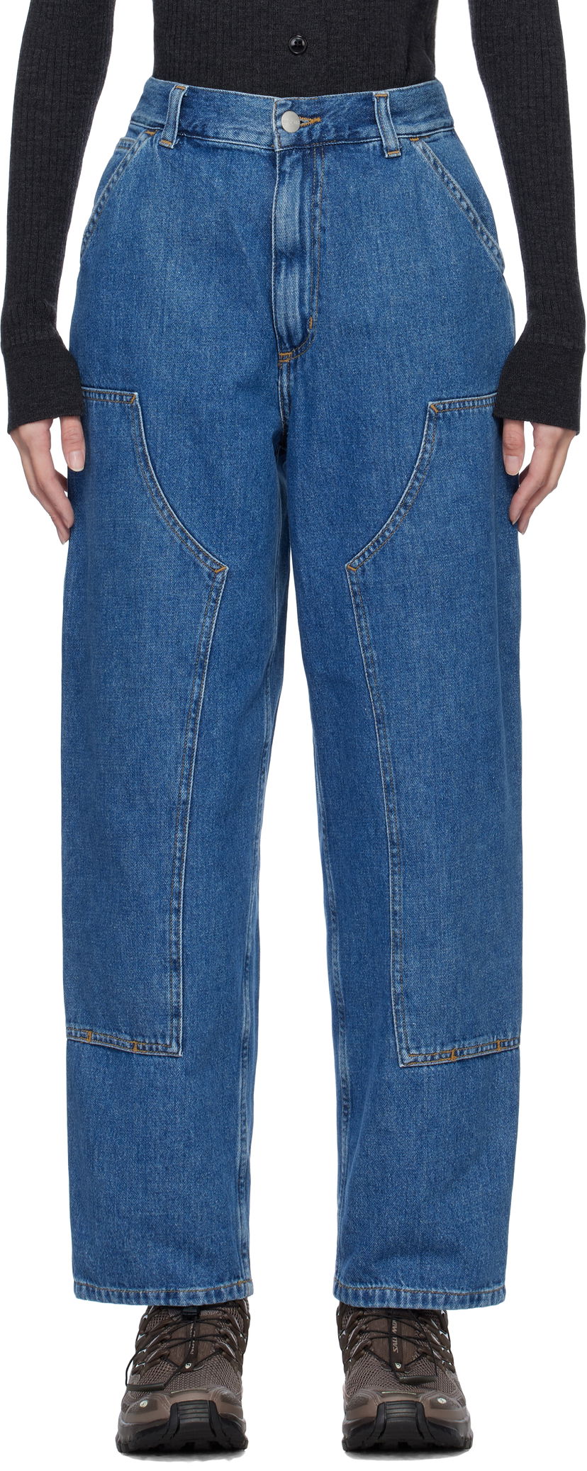 Kavbojke Carhartt WIP Double Knee Relaxed Fit Jeans Modra | I034229 0106