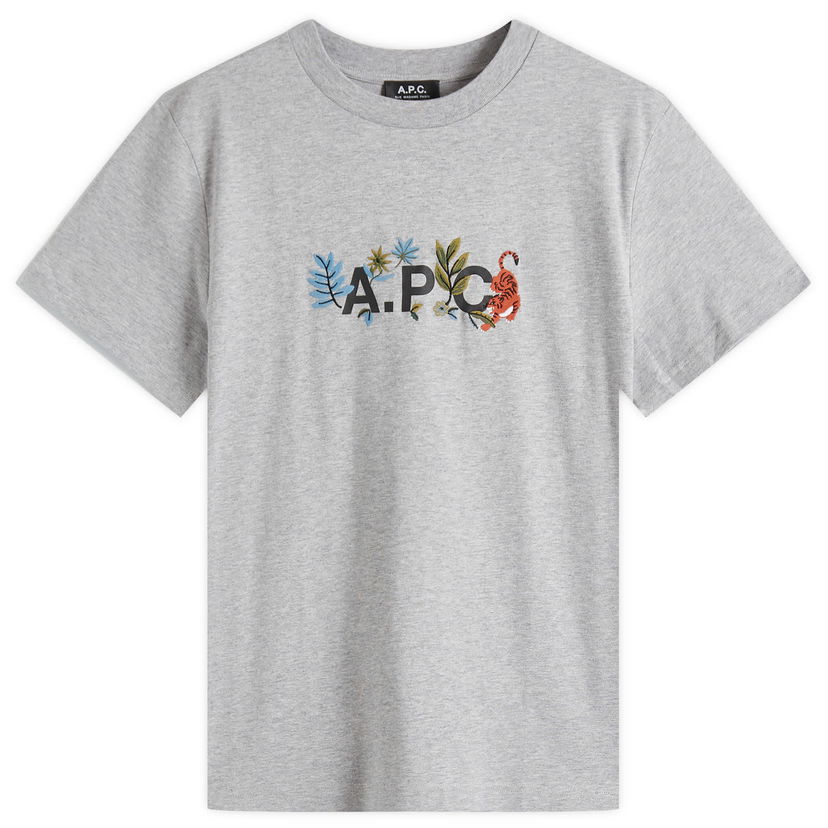 Majica A.P.C. Men's Auguste Nature Logo T-Shirt, Size Small Siva | COBQX-M26497-PLA