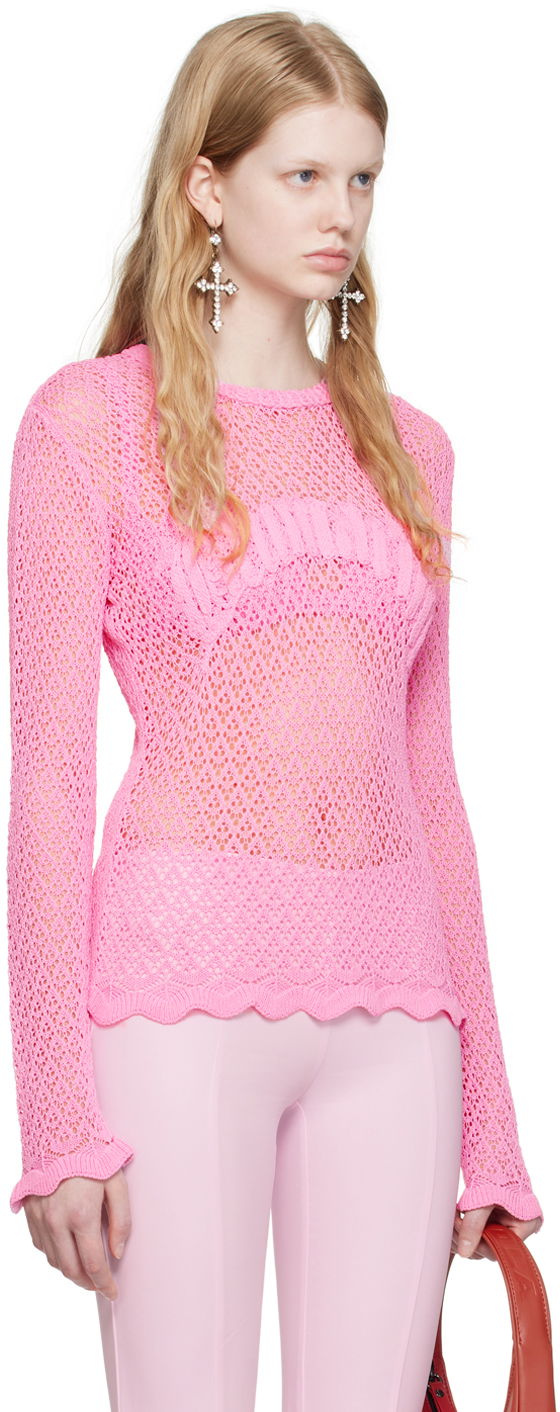 Pleteni pulover Blumarine Pink Scalloped Sweater Roza | P344M026A, 1