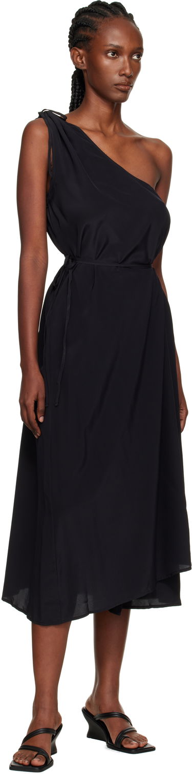 Obleke Baserange Baserange One-Shoulder Midi Dress Črna | DRVI-SC-AU25, 3