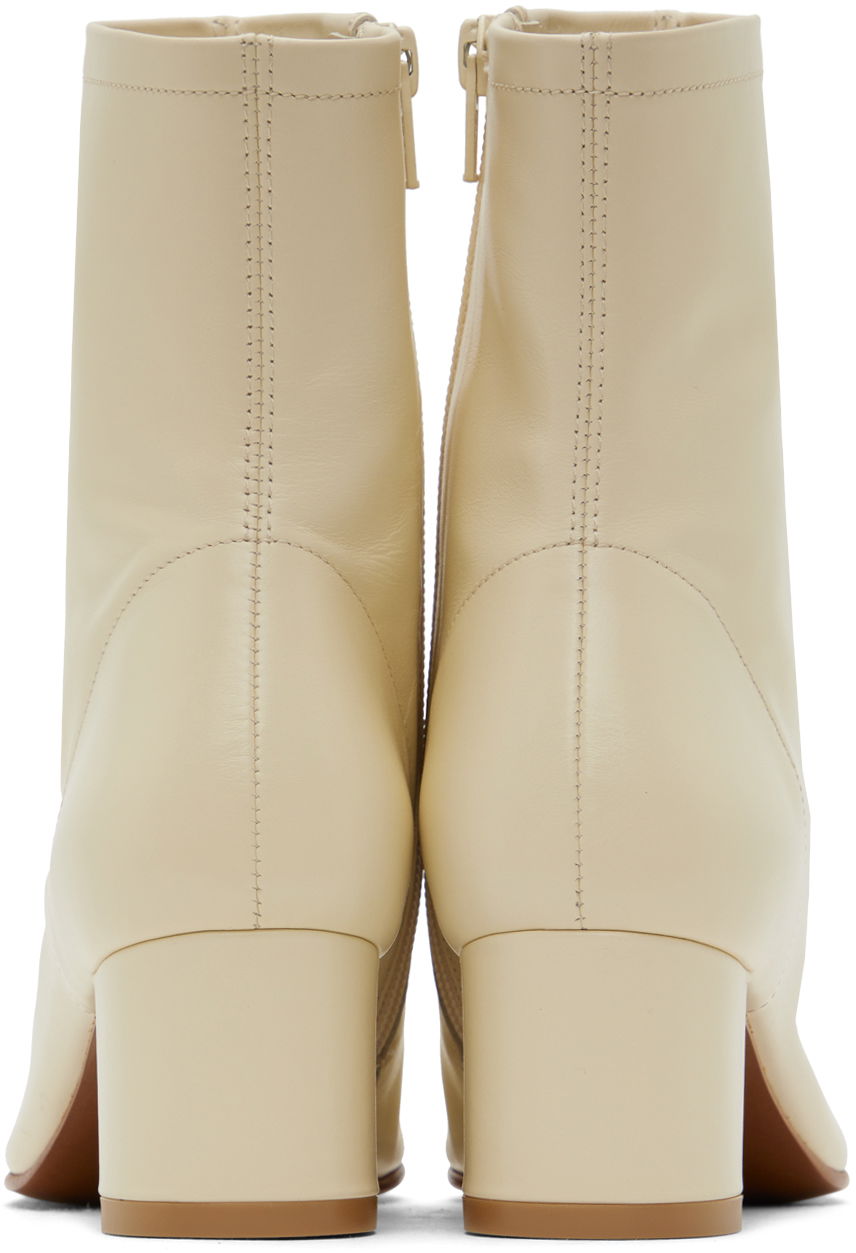 Superge in čevlji BY FAR BY FAR Sofia Leather Block Heel Ankle Boots Bež | 16603-05-SWHTL, 1
