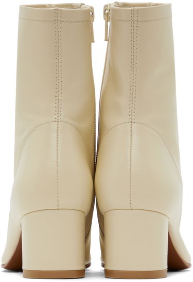 Superge in čevlji BY FAR BY FAR Sofia Leather Block Heel Ankle Boots Bež | 16603-05-SWHTL, 1