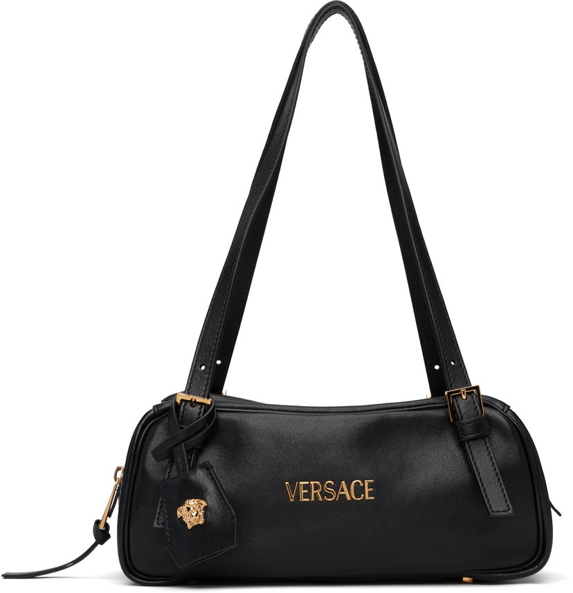 Torba za čez ramo Versace Versace Tag Bowling Shoulder Bag Črna | 1015792_1A13171