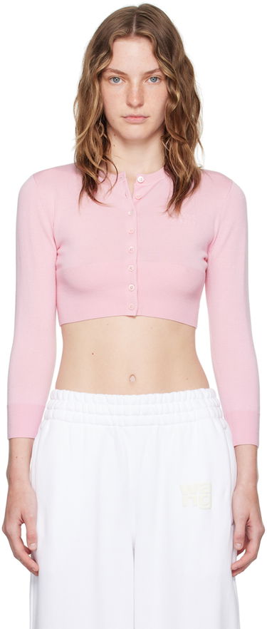 Pleteni pulover Alexander Wang Cropped Cardigan Roza | 4KC3243019, 0