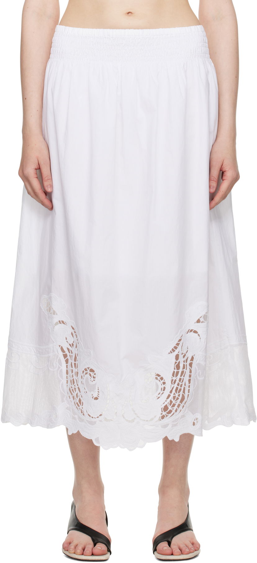 Krila rag & bone Clem Lace Midi Skirt Bela | WAW25SB009LA09