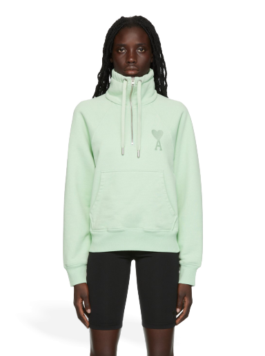 Pulover AMI Half-Zip Sweatshirt Zelena | USW502.747