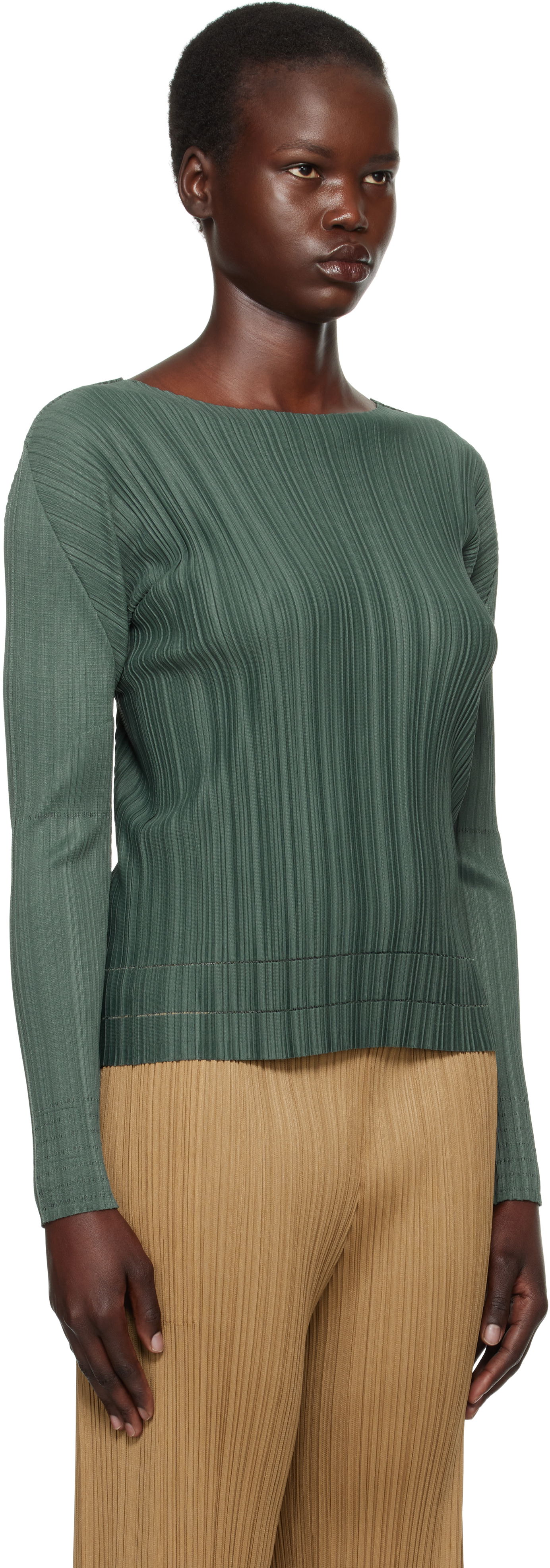 Pleteni pulover Pleats Please Issey Miyake Issey Miyake Pleats Please Soft Pleats Top Zelena | PP48JK932, 1
