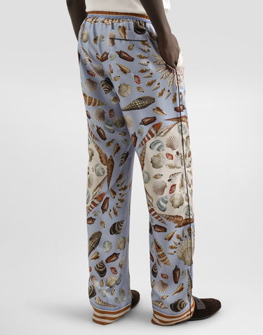 Hlače Dolce & Gabbana Dolce & Gabbana Silk Twill Shell-Print Trousers Modra | GVRMATHI1ZBHC5PK, 2