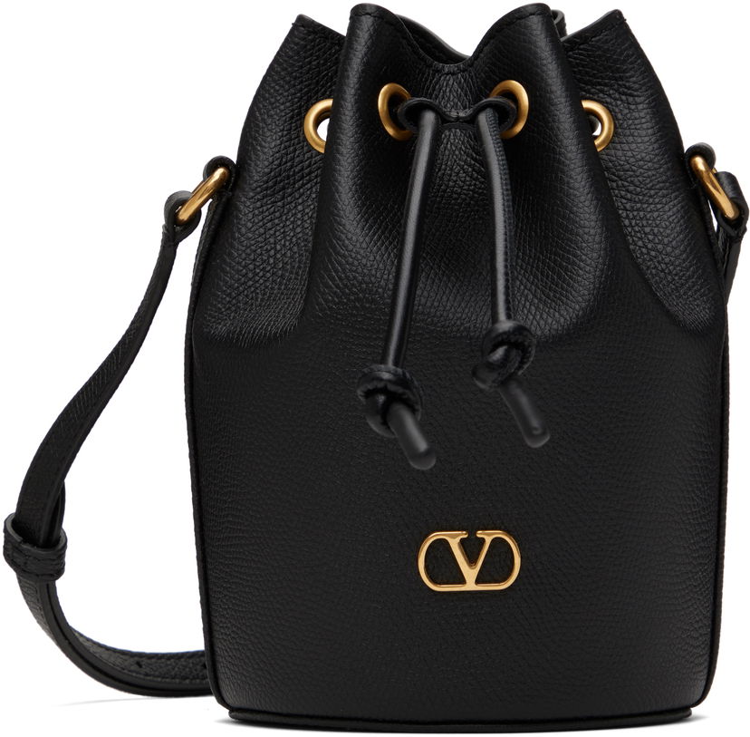 Torbica Valentino Valentino Garavani Mini Drawstring VLogo Signature Bag Črna | 6W2P0AJ2SNP