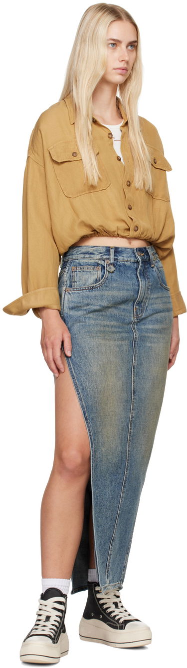 Krila R13 R13 Devon Side Slit Maxi Denim Skirt Modra | R13WD102-D213A, 3
