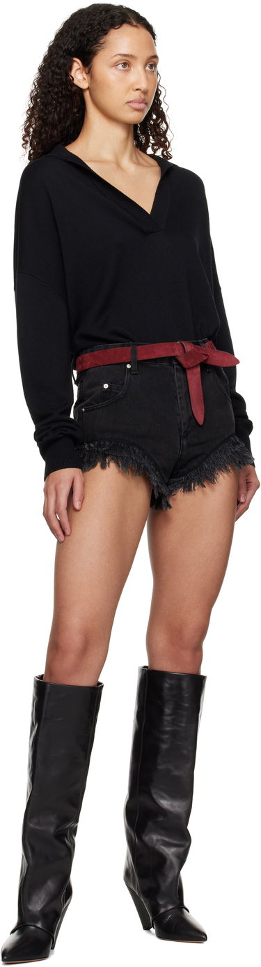 Kratke hlače ISABEL MARANT Isabel Marant Eneidao Frayed Denim Shorts Črna | SH0033FB-B1H04I, 4