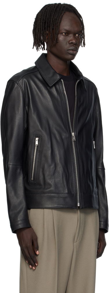 Jakna BOSS Regular-Fit Leather Jacket with Zip Closure Rjava | 50543214, 1