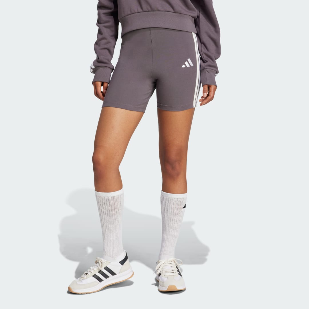 Kratke hlače adidas Performance Essentials 3-Stripes High Waisted Biker Shorts Lila | JD0915, 0