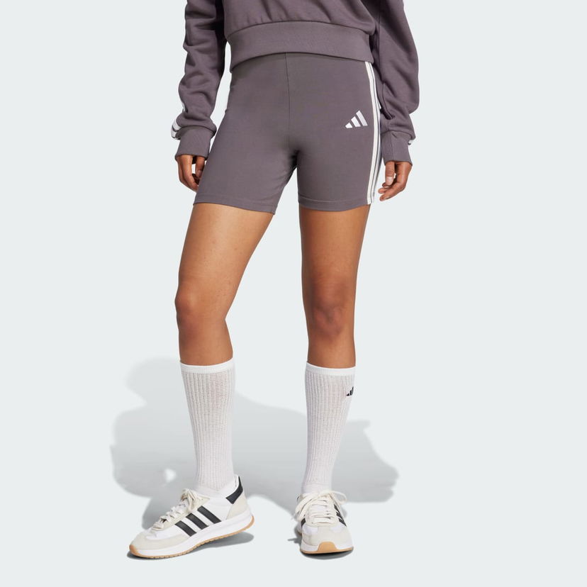 Kratke hlače adidas Performance Essentials 3-Stripes High Waisted Biker Shorts Lila | JD0915