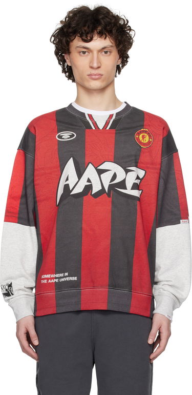 Pleteni pulover AAPE by A Bathing Ape AAPE by A Bathing Ape Moonface Crewneck Sweatshirt Rdeča | AAPSWMC328XXOWH2, 0