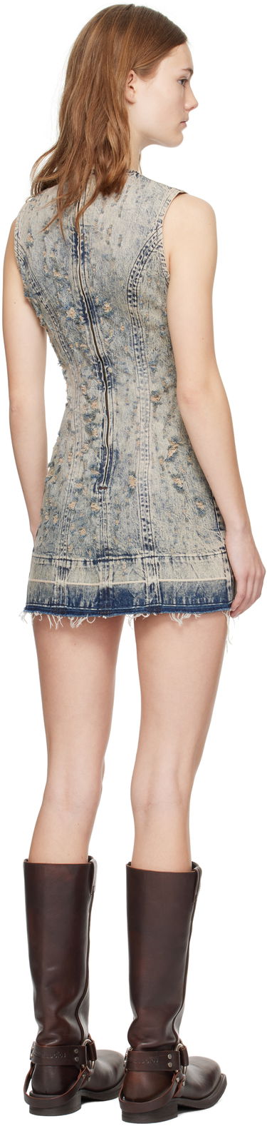 Obleke GUESS Guess Distressed Denim Minidress Modra | W4BK77D5AC4, 2