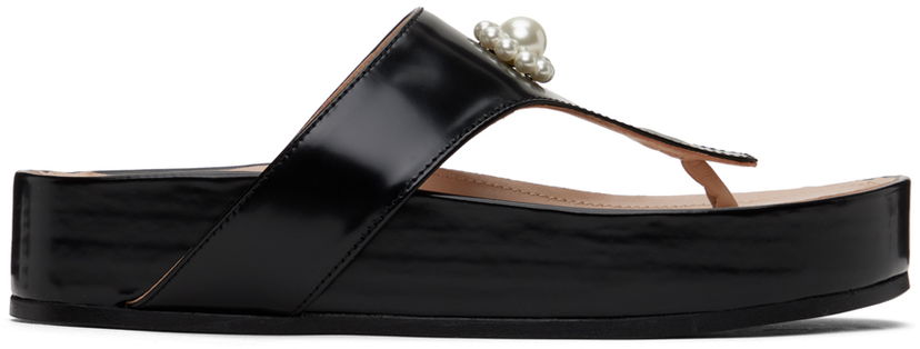Obleke Simone Rocha Simone Rocha Pearl Thong Platform Sandals Črna | SLD47D 0740