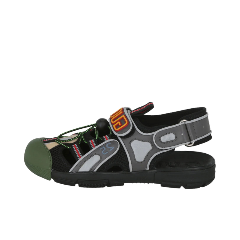 Superge in čevlji Gucci Tinsel Sports Sandal Black Silver Green Črna | 563484 98D10 8461