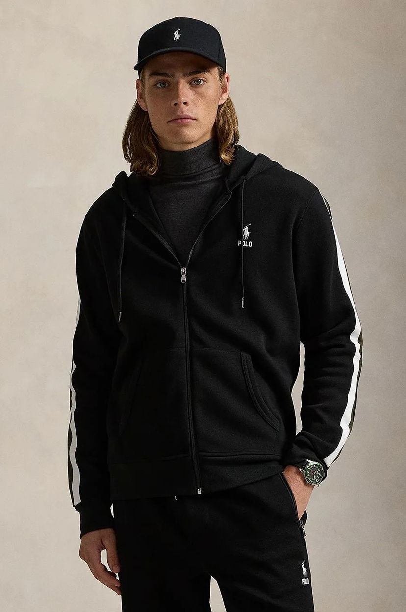 Pulover Polo by Ralph Lauren Striped Full-Zip Hoodie Črna | 710953165