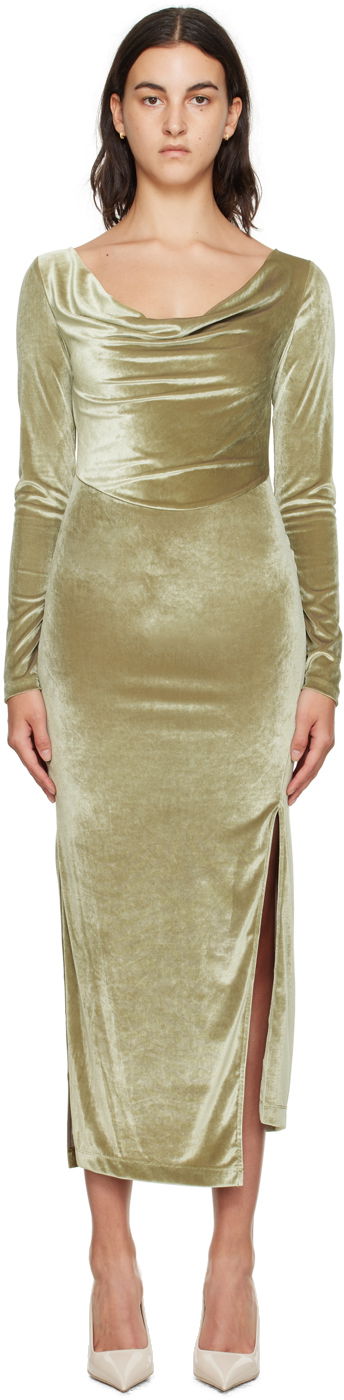 Obleke Helmut Lang Helmut Lang Asymmetrical Maxi Dress Zelena | N07HW601