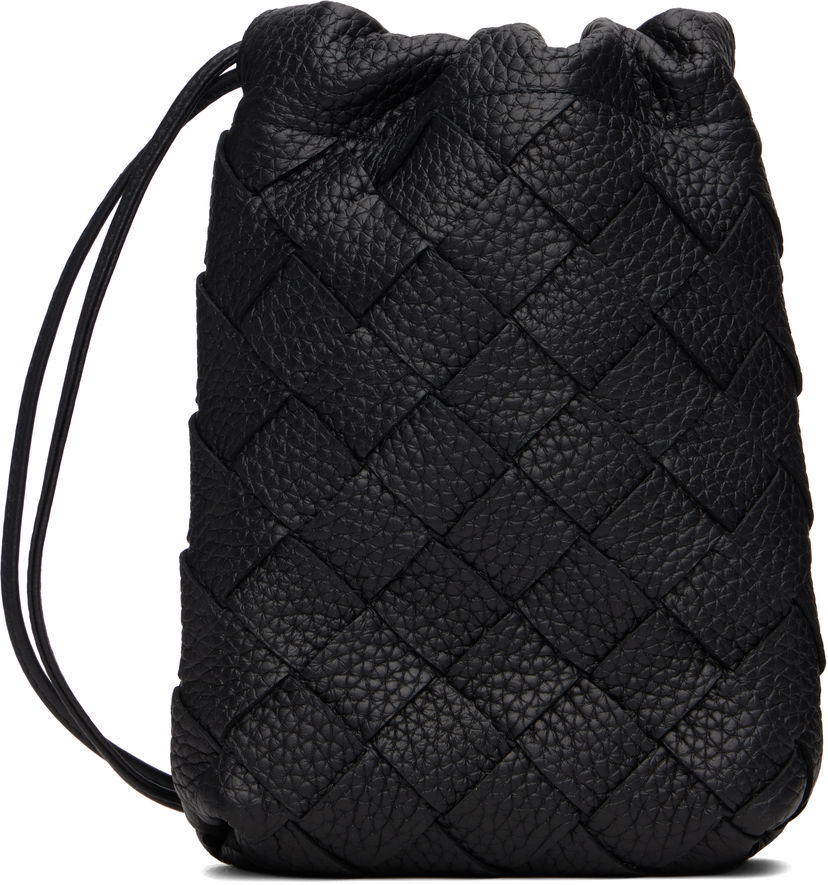 Denarnica Bottega Veneta Bottega Veneta Vertical Woven Leather Pouch Črna | 838786V5I538803
