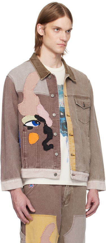 Jakna KidSuper KidSuper Patchwork Face Colorblocked Twill Jacket Rjava | SS25-OW-10, 1