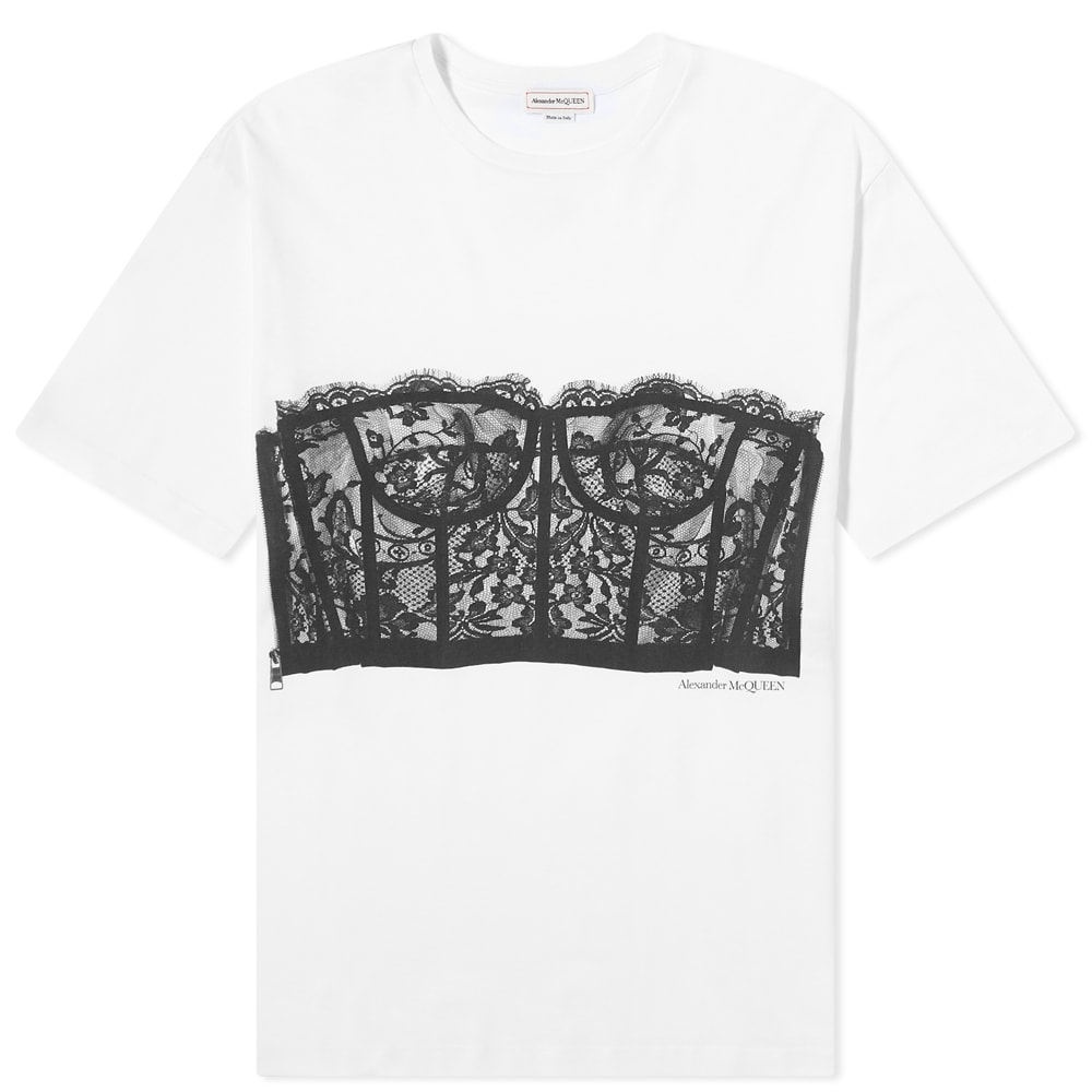 Majica Alexander McQueen Corset Print Tee Bela | 689062QZAFC-0909, 0