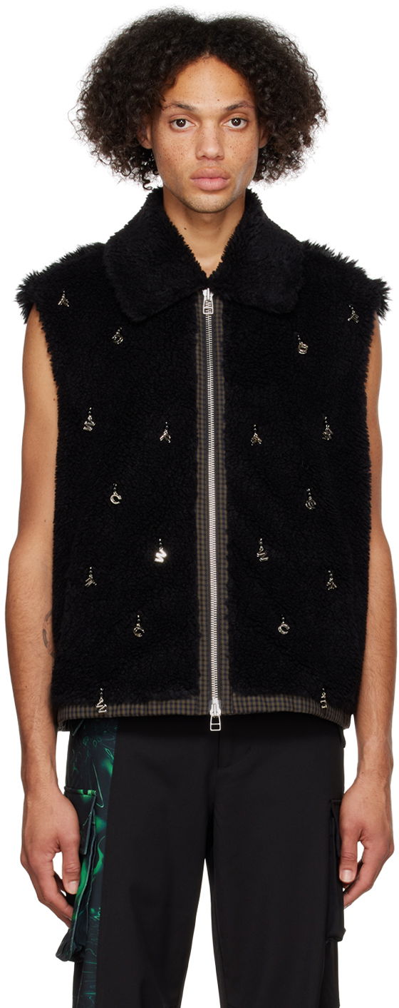 Telovnik Feng Chen Wang Feng Chen Wang Embellished Faux-Fur Vest Črna | FUF14VS03B