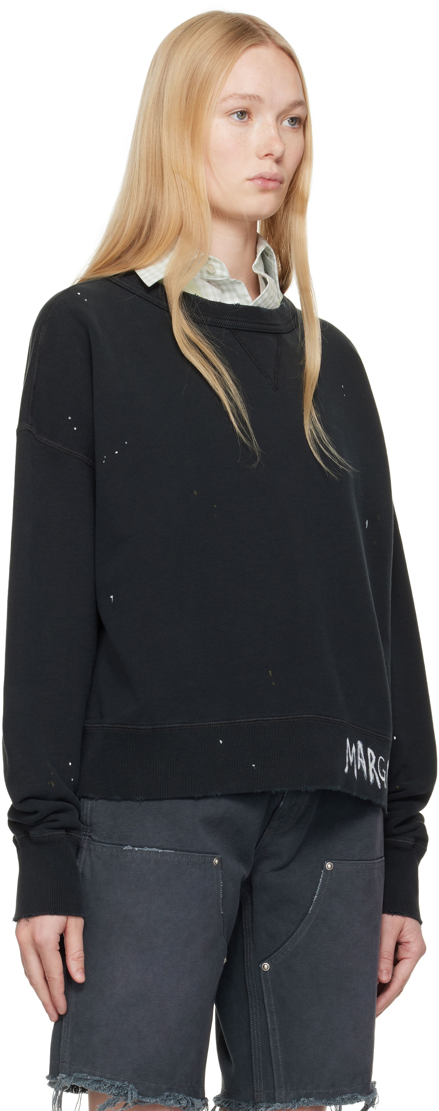 Pleteni pulover Maison Margiela Maison Margiela Graffiti Logo Sweatshirt Črna | S50GU0237 M25019, 1