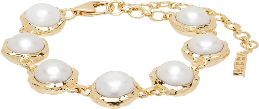 Zapestnica VEERT VEERT The Pearl Circle Gold-Tone Pearl Bracelet Kovinski | JL0022BYG