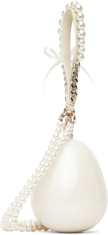 Torbica Simone Rocha Simone Rocha Pearl & Chain Strap Pearl Egg Bag Bela | BAG110ECBOW 0773, 2