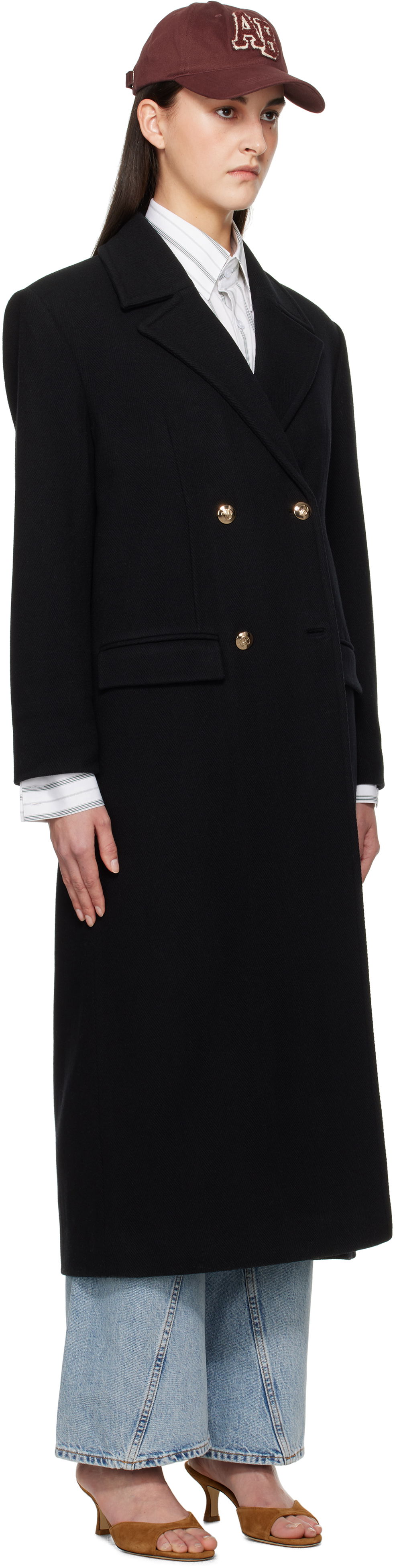 Plašči Anine Bing Anine Bing Raleigh Double-Breasted Coat Črna | A-01-10456-BLK1, 1