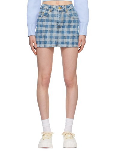 Krila AMI Gingham Denim Miniskirt Turkizna | FSK011.DE0010
