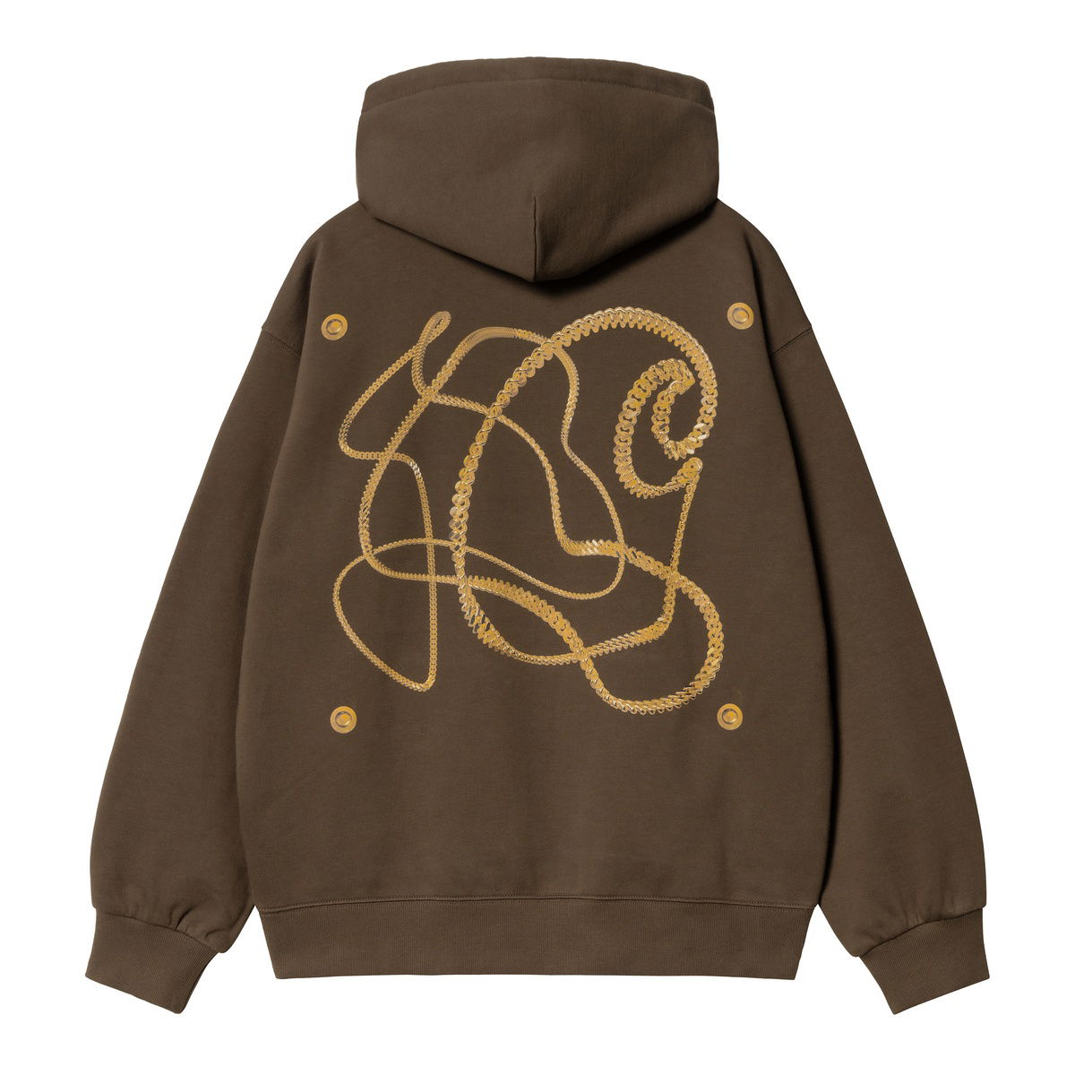 Pulover Carhartt WIP Hooded Charm Link Sweatshirt Rjava | I034423_9, 1