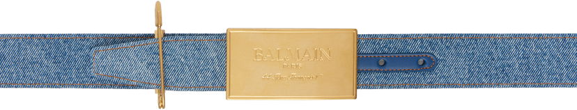 Pasovi Balmain Balmain Denim Safety Pin Belt Modra | EN1WJ167TDTW