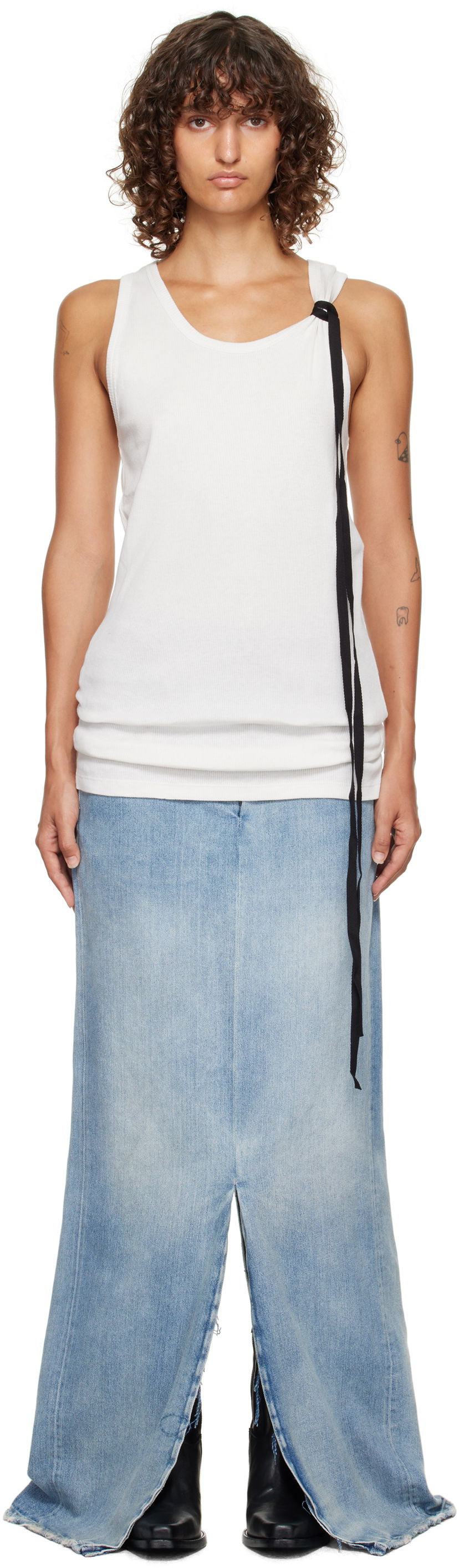 Majica brez rokavov Ann Demeulemeester Ann Demeulemeester Seva Ribbed Tank Top Bela | 2520-W-JTO20-FA659-003