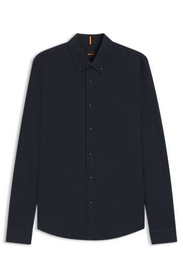 Srajce BOSS Slim-Fit Cotton Jersey Shirt Mornarica | 50543089