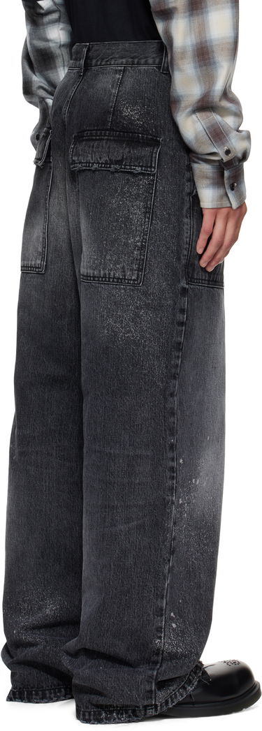Kavbojke We11done Carpenter Wide-Leg Distressed Paint Splatter Jeans Črna | WD-DP2-25-340-M-BK, 2