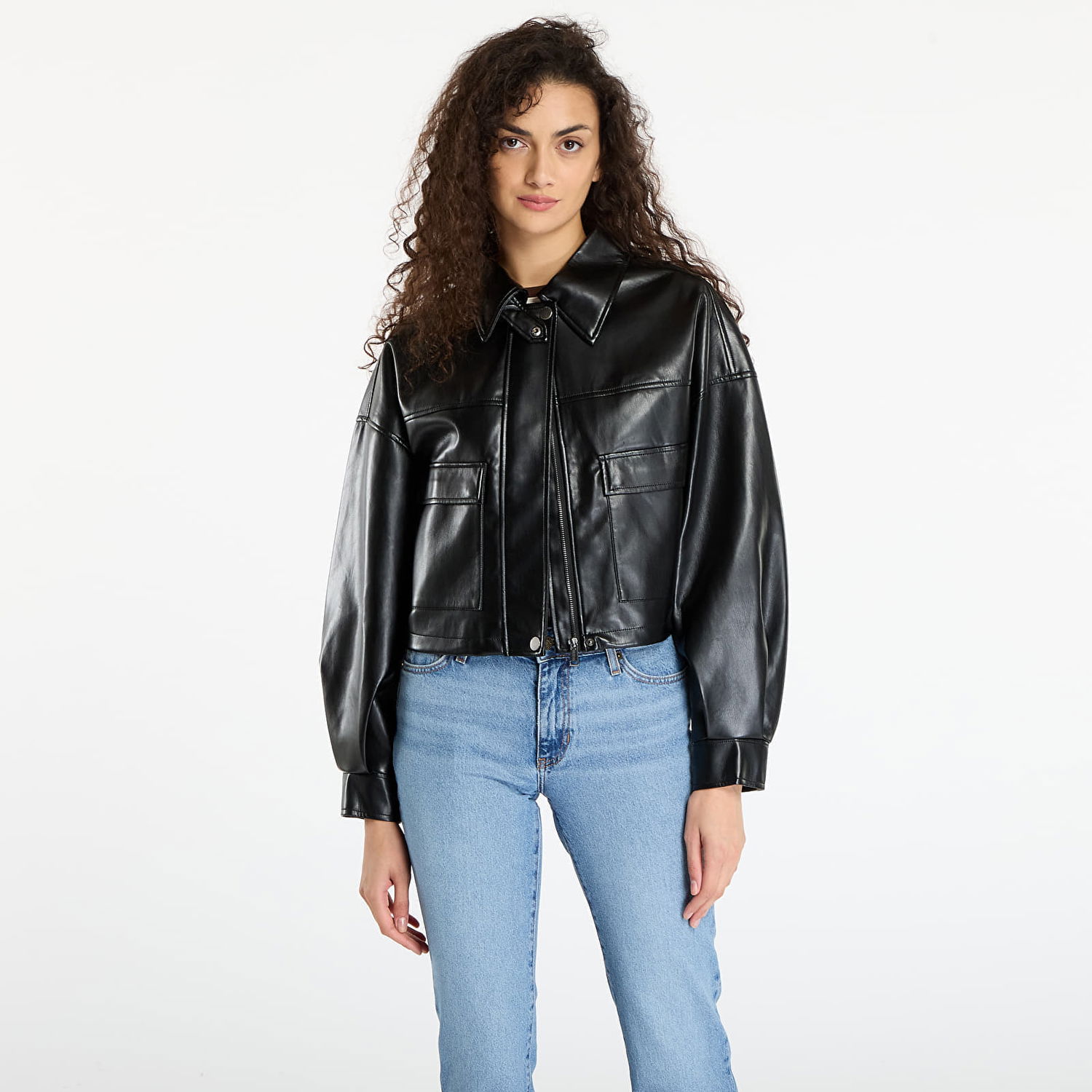 Jakna GUESS Flaminia Crop Pu Jacket Črna | W5BL87WF8P0-JBLK, 0