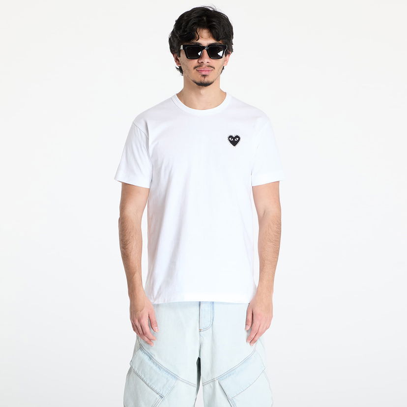 Majica Comme des Garçons Comme des Garçons PLAY Emblem Rhinestone T-Shirt Bela | AX-T801 WHITExBLACK