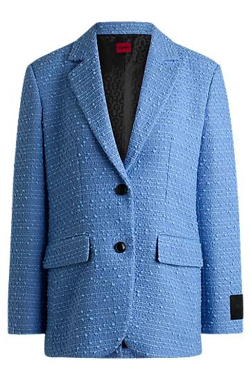Jakna BOSS Relaxed Fit Textured Bouclé Jacket Modra | 50534453, 0
