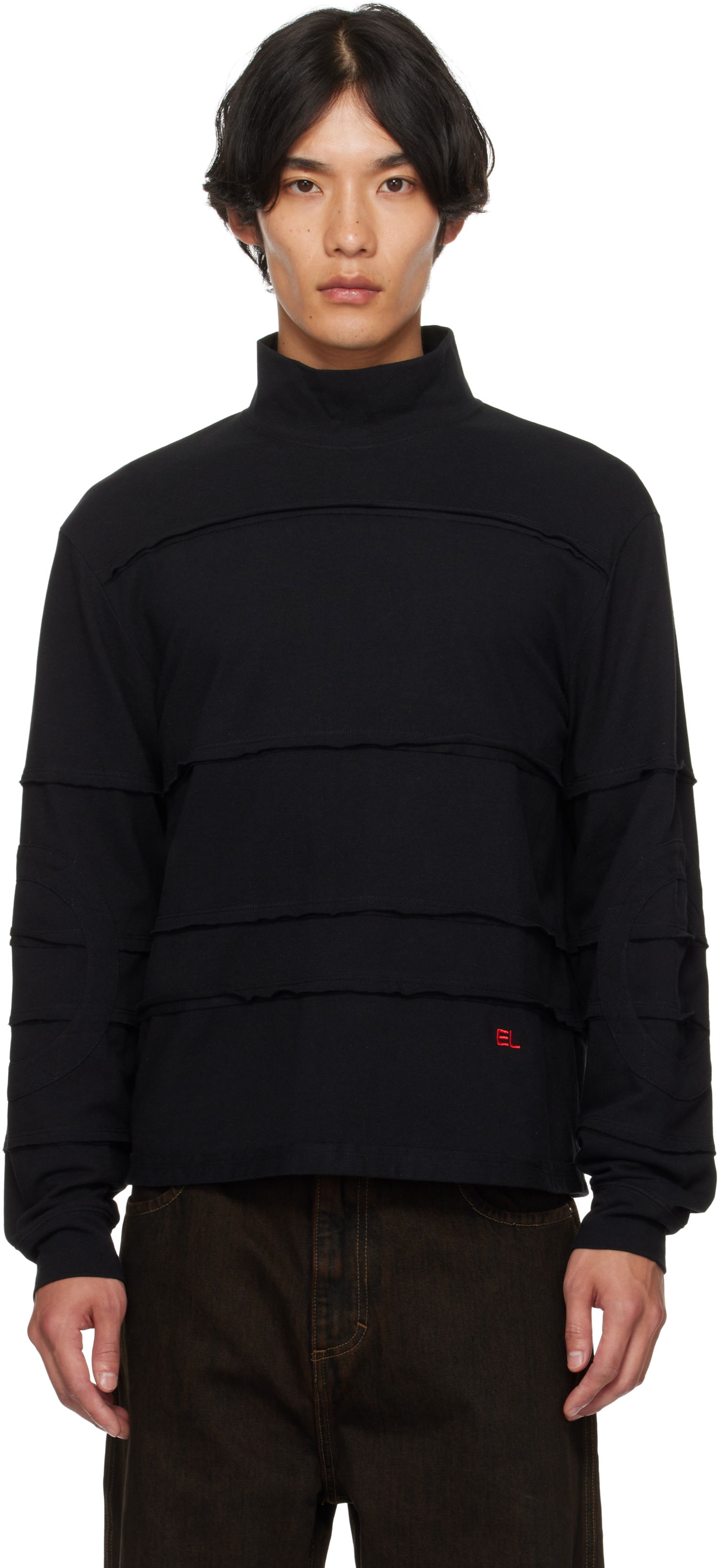 Pleteni pulover Eckhaus Latta Eckhaus Latta Striated Turtleneck Črna | 1413-EL-PF25-N, 0