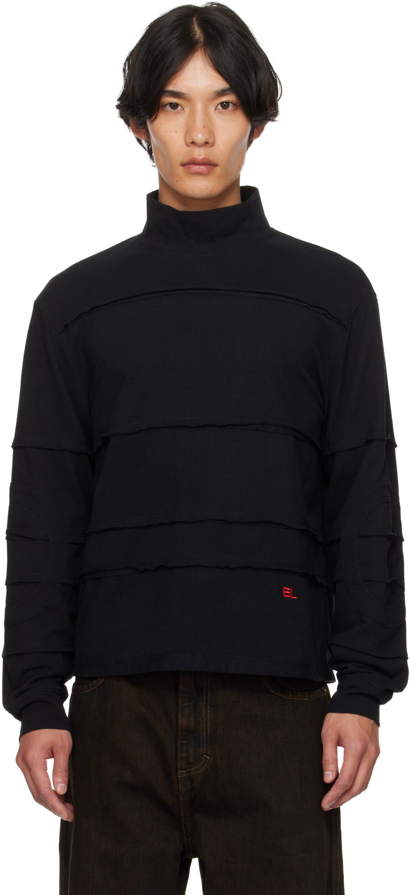 Pleteni pulover Eckhaus Latta Eckhaus Latta Striated Turtleneck Črna | 1413-EL-PF25-N