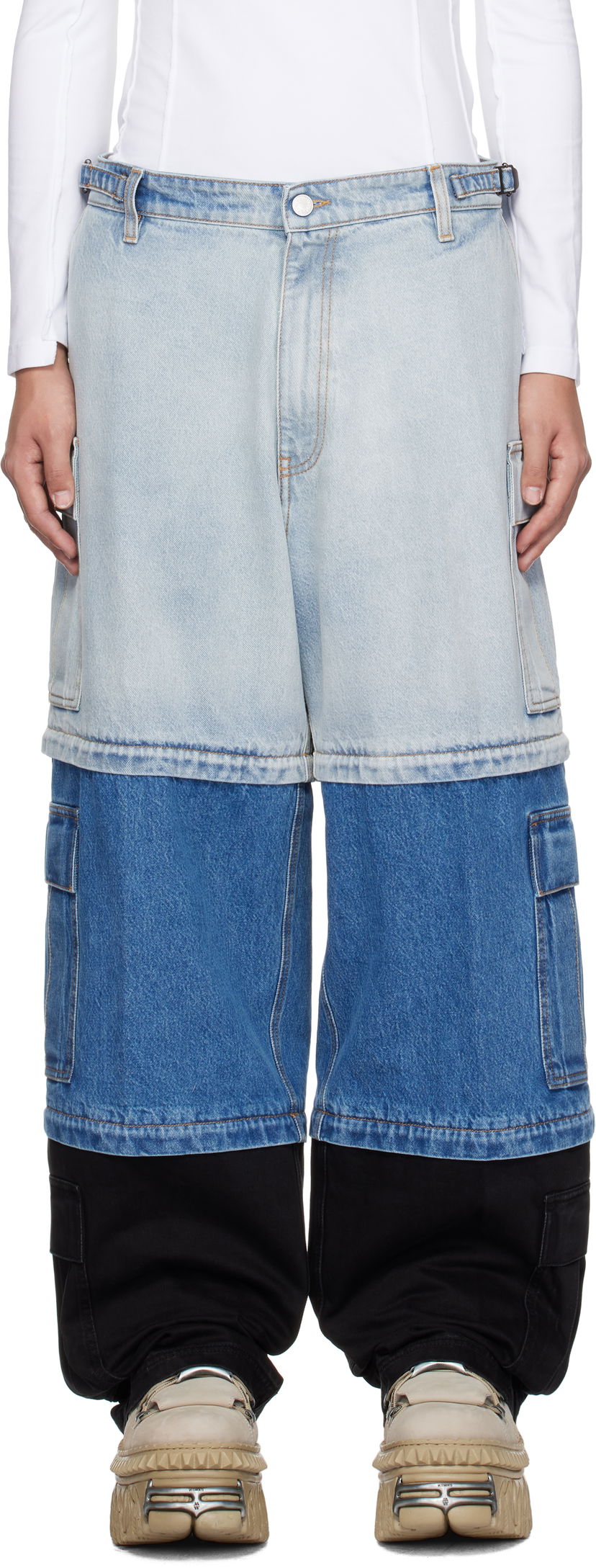 Kavbojke VETEMENTS Vetements Runway Deconstructed Cargo Pants Modra | UA66PA510N