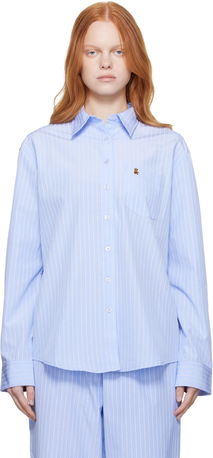 Srajce GUIZIO Guizio Oona Striped Buttondown Shirt Modra | P25104W150