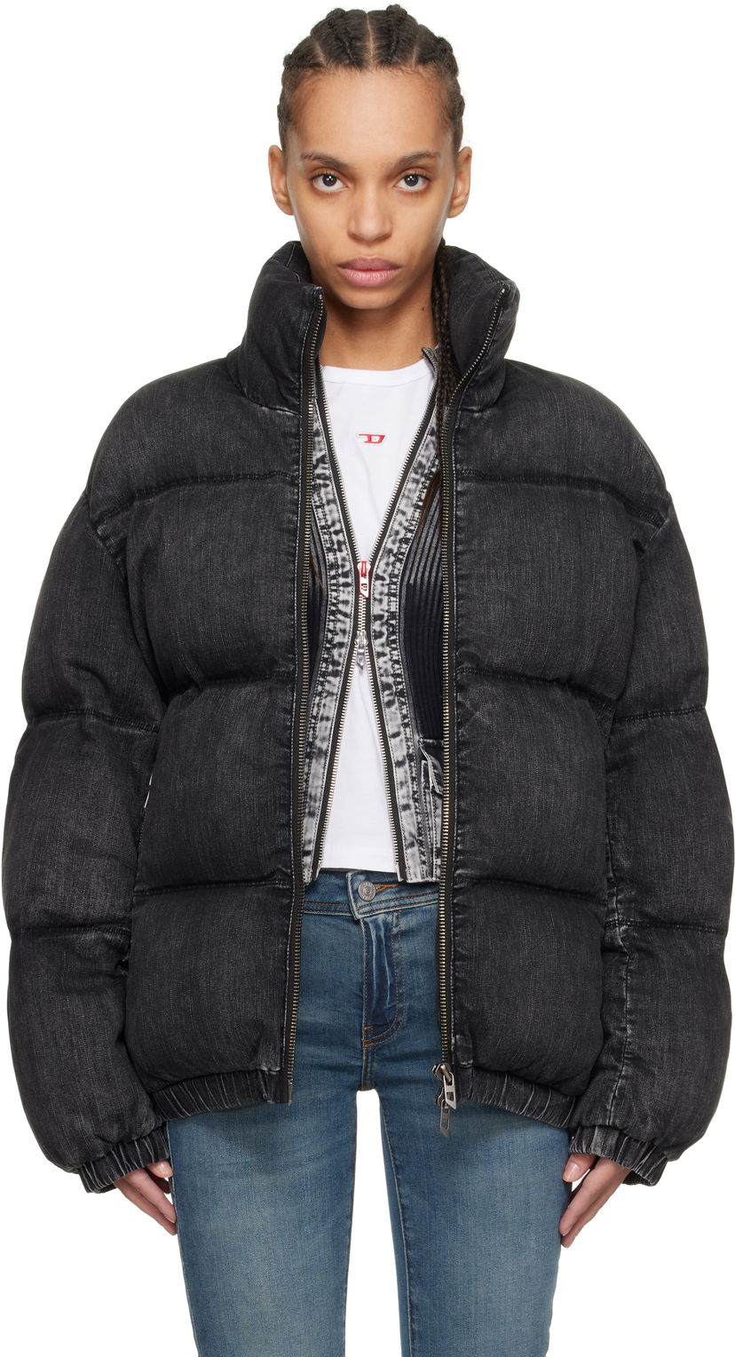 Puhovka Diesel Diesel W-Mons-A Denim Puffer Jacket Črna | A16077 0ABCB